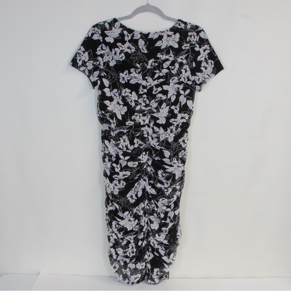 INC International Concepts Black & White Runched Floral Midi Dress NWT - Picture 5 of 7